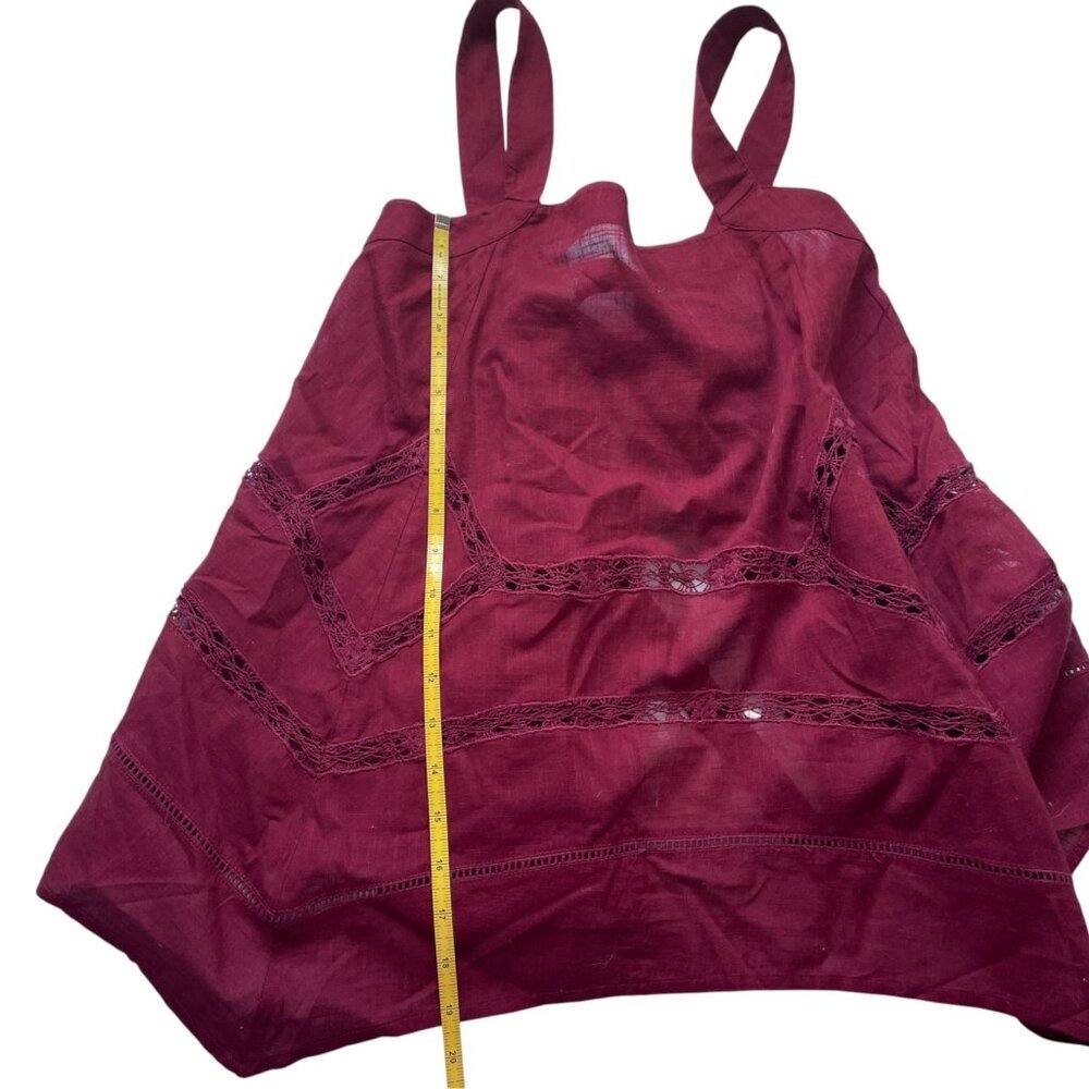 Free People Charlotte Lace Inset Handkerchief Tunic - Wine/Maroon - Size XS - Picture 3 of 6